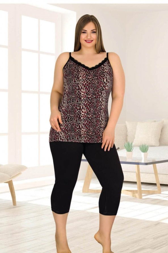 Lady 10560 Büyük Beden Kapri Pijama Takımı - Battal Pijama Takımları ürün görseli 1
