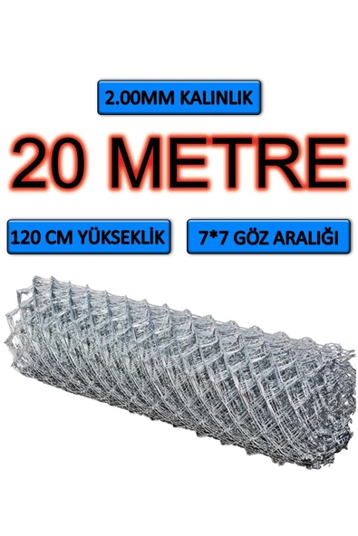 BKN Tel Örgü 2mm Kalınlık - 7*7 Göz - (1.2M*20M) Helezon Tel Örgü Bahçe Teli Çit Teli Galvanizli Tel Örgü ürün görseli 1