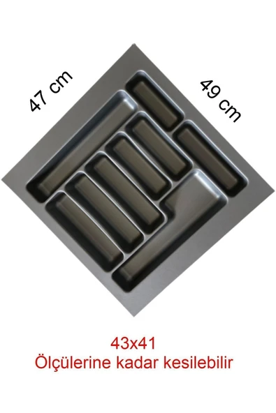 Tempo Gri Renk Çekmece Içi Düzenleyici Kaşıklık T-2247 / 47x49 Cm ürün görseli 1