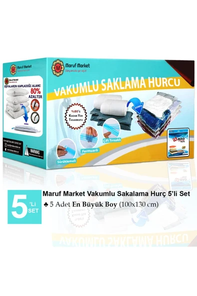 5'li Set - 100x130 Vakumlu Saklama Poşet ürün görseli 1