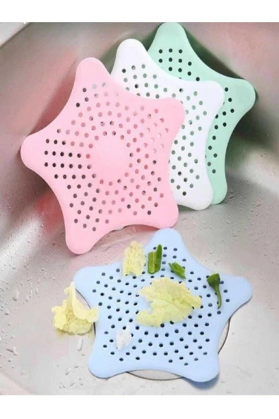 Rose Vantuzlu Silikon Kaymaz Yıldız Lavabo Süzgeci ürün görseli 1