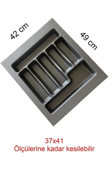 Tempo 42x49 Cm Gri Renk Çekmece Içi Düzenleyici Kaşıklık 37/40 Cm Kadar Kesılebılır ürün görseli 1