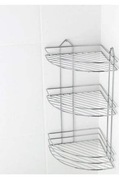 emsa Paslanmaz Krom 3 Katlı Banyo Köşeliği Şampuanlık Köşelik Banyo Rafı Ek-03 Fma06187 ürün görseli 1