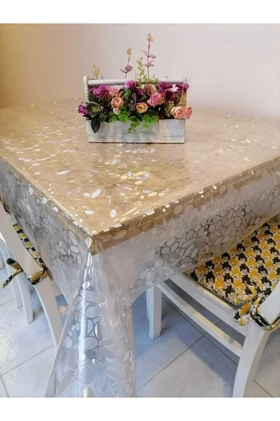 Başak Ev Tekstili Statik Masa Örtüsü ,cam Buzlama Şeffaf Desenli 0,18 Kalınlığında ürün görseli 1