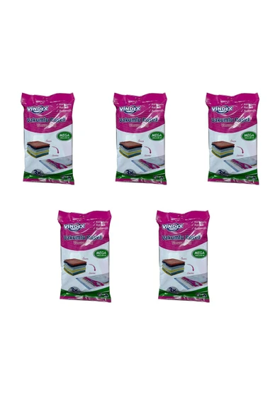Vindex Vakumlu Giyisi Yastık Yorgan Saklama Torbası Poşeti Hurç - Mega - 100x130 Cm. - 5 Paket ürün görseli 1