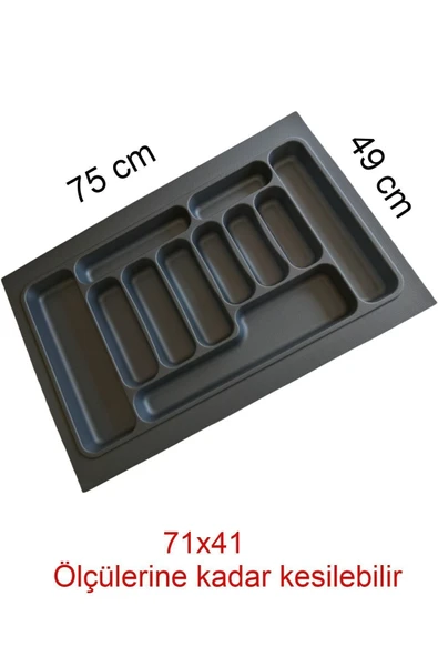 Tempo Gri Renk Çekmece Içi Düzenleyici Kaşıklık T-2275 / 75x49 Cm ürün görseli 1