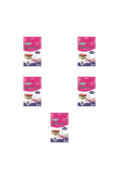 Vindex Vakumlu Giyisi Yastık Yorgan Saklama Torbası Poşeti Hurç - Large - 50x70 Cm. - 5 Paket ürün görseli 1