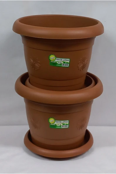 Hak Plastik 2 Adet Yuvarlak Saksı 3 Lt No 3 Yükseklik . Derinlik 20 Cm Genişlik 23. 19 . 15 Cm ürün görseli 1
