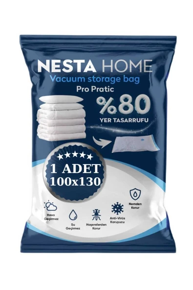 NESTA HOME PRO Pratic 1 ADET MEGA BOY 100X130 cm Vakumlu Hurç Vakumlu Poşet,torba,düzenleyici ürün görseli 1