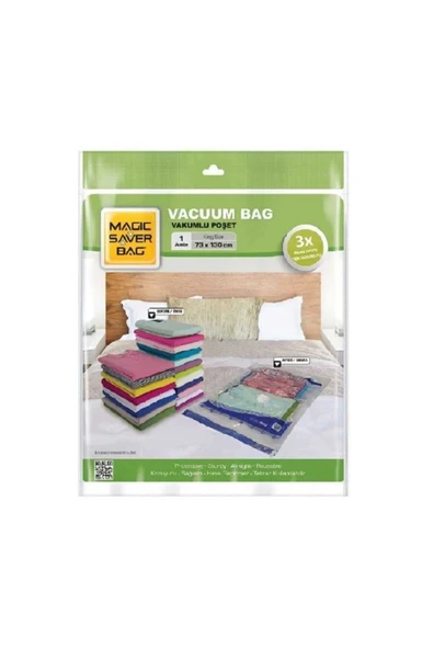 Magic Vakumlu Giyisi Yastık Yorgan Saklama Torbası Poşeti Hurç - Jumbo - 73x130 Cm 1 Paket ürün görseli 1