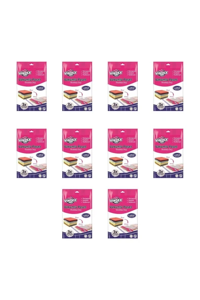 Vindex Vakumlu Giyisi Yastık Yorgan Saklama Torbası Poşeti Hurç - Large - 50x70 Cm. - 10 Paket ürün görseli 1