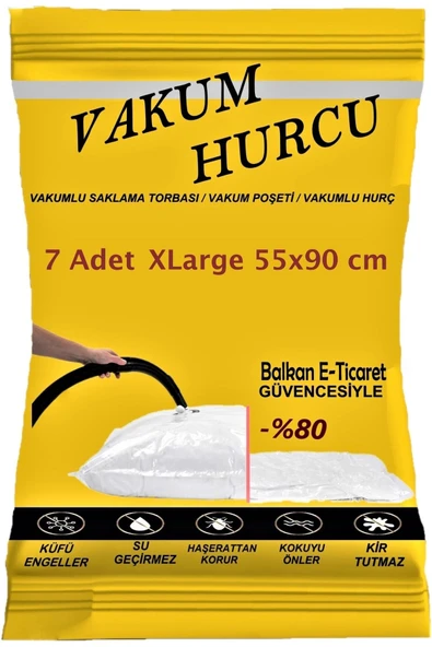 Vakum Hurcu 7'li Set Xlarge 55x90 Cm Vakumlu Hurç - Vakumlu Poşet - ürün görseli 1