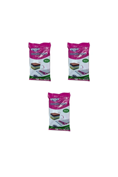 Vindex Vakumlu Giyisi Yastık Yorgan Saklama Torbası Poşeti Hurç - Mega - 100x130 Cm. - 3 Paket ürün görseli 1