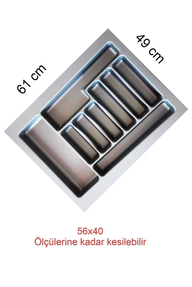 Tempo Gri Renk Çekmece Içi Düzenleyici Kaşıklık T-2261 / 61x49 Cm ürün görseli 1