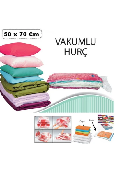 Vakum Hurcu 2 Adet Orta Boy 50 Cm X 70 Cm Vakumlu Poşet Vakumlu Hurç Vakumlu Torba Yorgan Yastık Saklama Hurcu ürün görseli 1