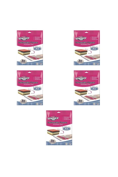 Vindex Vakumlu Giyisi Yastık Yorgan Saklama Torbası Poşeti Hurç - X Large - 55x90 Cm. 2'li - 5 Paket ürün görseli 1