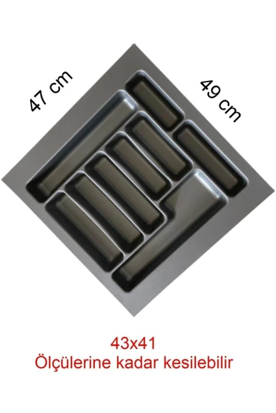 Tempo 47x49 Cm Gri Renk Çekmece Içi Düzenleyici Kaşıklık 43/40 Cm Kadar Kesılebılır ürün görseli 1