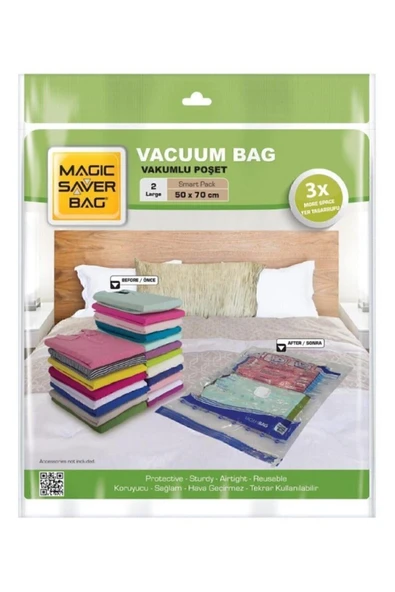 MAGİC SAVER Vakumlu Hurç 2'li Set Large 50x70 - 2 - Turuncu ürün görseli 1