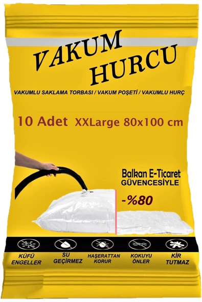 Vakum Hurcu 10'lu Set Xxlarge 80x100 Cm Vakumlu Hurç - Vakumlu Poşet - ürün görseli 1
