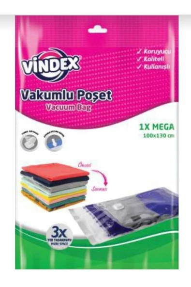 Vindex Vakumlu Hurç Poşet 100x130 Mega 1 ADET ürün görseli 1