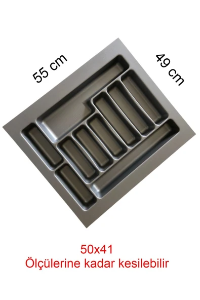 Tempo Gri Renk Çekmece Içi Düzenleyici Kaşıklık T-2255 / 55x49 Cm ürün görseli 1