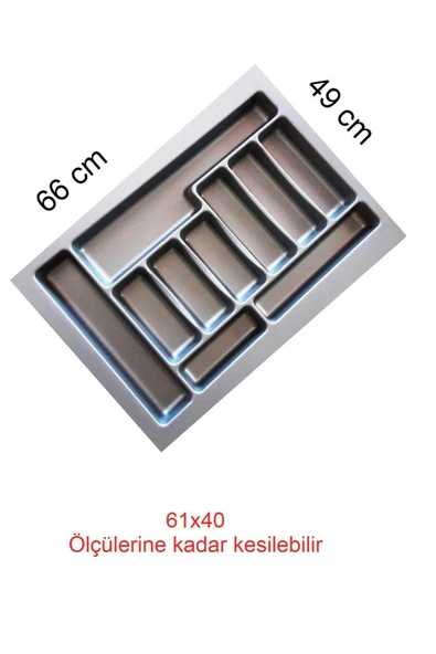 Tempo Gri Renk Çekmece Içi Düzenleyici Kaşıklık T-2266 / 66x49 Cm ürün görseli 1
