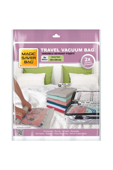 Get Lock Magic Saver Bag 2'li Seyahat Vakumlu Poşet Seti (M) (45X60 CM) ürün görseli 1
