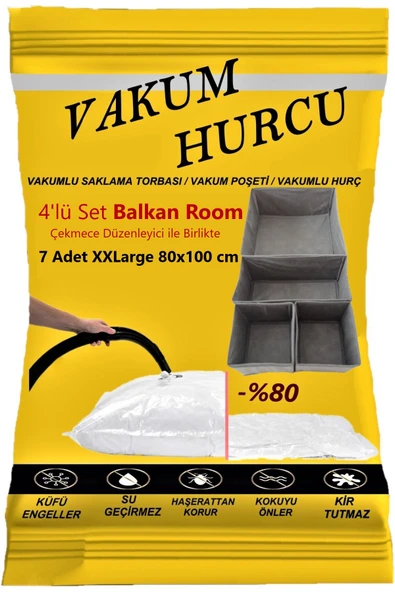 Vakum Hurcu 7'li Set Xxlarge 80x100 Cm Vakumlu Hurç - Vakumlu Poşet - ürün görseli 1