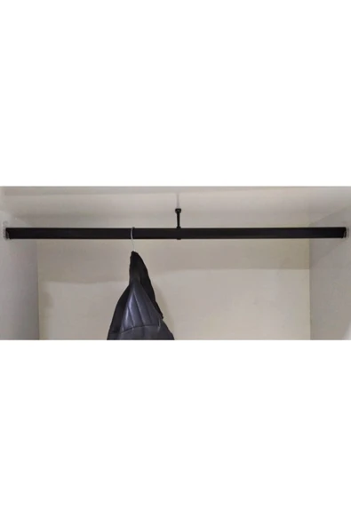 FSM Siyah Oval 100cm Alüminyum Dolap İçi Elbise Askı Borusu Aparatları Vidaları ürün görseli 1