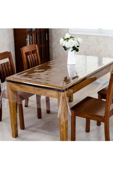 ELEGANCEV Şeffaf Masa Örtüsü 0,18 Mm Kalınlık 140 Cm X 180 Cm 8 Kişilik ürün görseli 1