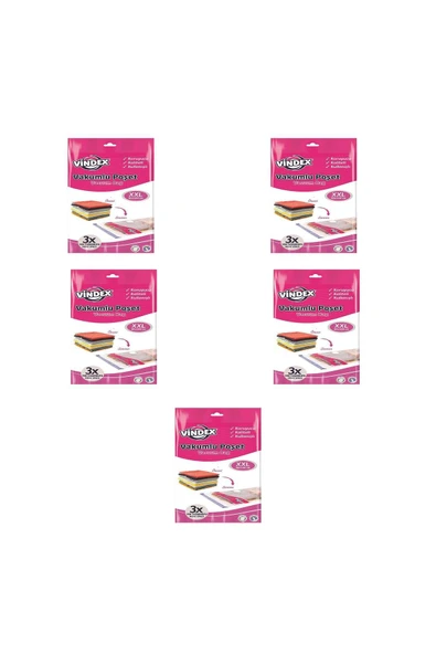 Vindex Vakumlu Giyisi Yastık Yorgan Saklama Torbası Poşeti Hurç - Xx Large - 80x100 Cm. - 5 Paket ürün görseli 1