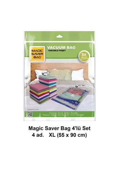 Magic Saver Bag 4'lü Vakumlu Poşet Seti (4 Xlarge) ürün görseli 1