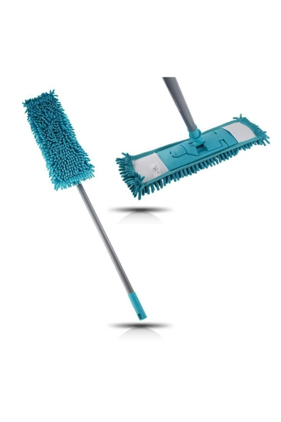 sska Makarna Şönil Kuru Nemli Palet Tablet Mop Yedek Seti Takımı - 3 ad Mop + Mop Tutucu + Sap - 50 Cm. ürün görseli 1