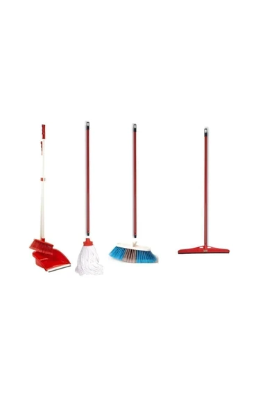 EYM Emr Temizlik Seti - Fırça Süpürge Çekpas Saplı Faraş Mop Seti 4 Lü Set ürün görseli 1