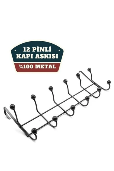 Çelik Ayna 6'lı Metal Siyah Kristal Top Kapı Arkası Askılık ürün görseli 1