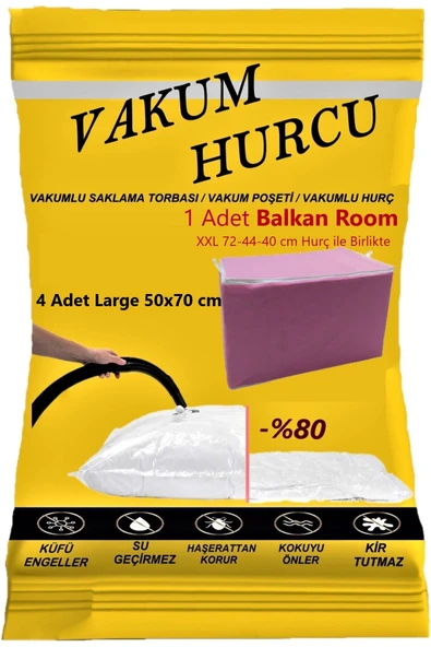 Vakum Hurcu 4'lü Set Large 50x70 Cm Vakumlu Hurç - Vakumlu Poşet - ürün görseli 1