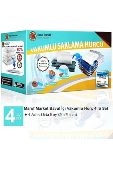 Vakumlu Saklama Poşet Set 4'lü Bavul Içi - Vakumlu Hurç - Vakumlu Torba Şe ürün görseli 1