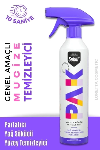 Selsil Pak 500 ml Mucize Köpük Temizleyici Sprey Yağ Sökücü Yüzey Temizleyici Parlatıcı Paksprey1li ürün görseli 1