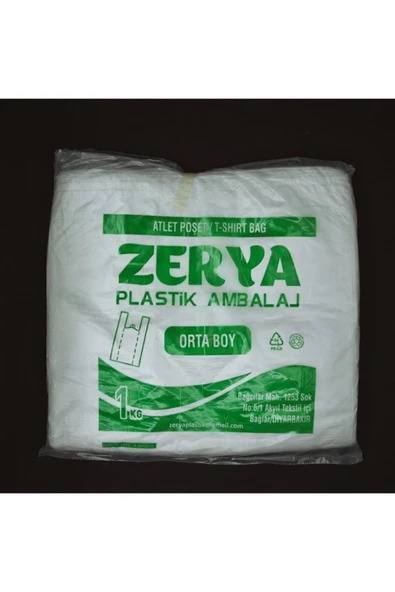 ZERYA Beyaz Baskısız Atlet Poşet Orta Boy Poşet 1 Kilo gram ürün görseli 1
