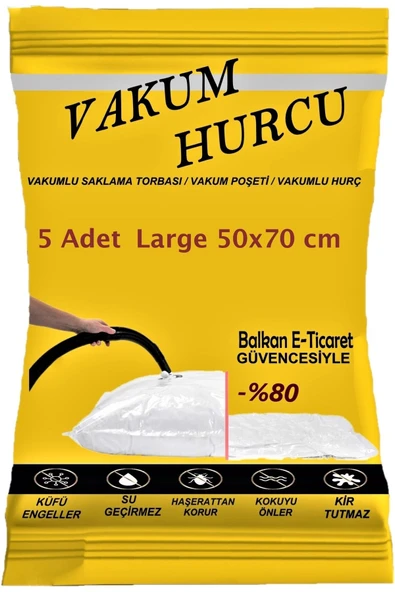 Vakum Hurcu 5'li Set Large 50x70 Cm Vakumlu Hurç - Vakumlu Poşet - ürün görseli 1