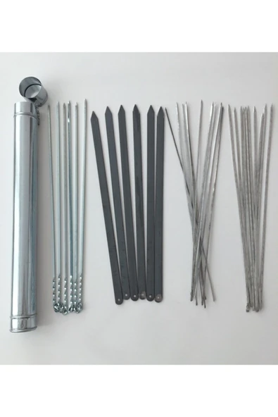 EYMHOME Mangal Seti (60 Cm)- 6 Adana Kebap Şişi, 6 Patlıcan Şiş,10 Ciğer,10 Adet Kuşbaşı, Şiş Kabı ürün görseli 1