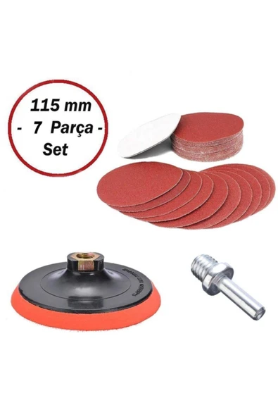 UGR Cırt Zımpara Seti Spiral Taşlama Matkap Uyumlu + Matkap Aparatı 115 Mm (7 Parça) ürün görseli 1