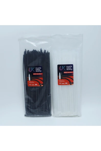 UK Siyah Plastik Kablo Bağı Plastik Kelepçe Cırt Klips 3.6x250mm 100 Adet ürün görseli 1
