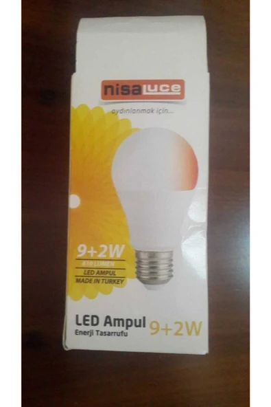 Nisa Led Ampul. 9 Watt Normal Ve 2 Watt Gece Lambası Let Ampul Bir Arada. Tekli ürün görseli 1