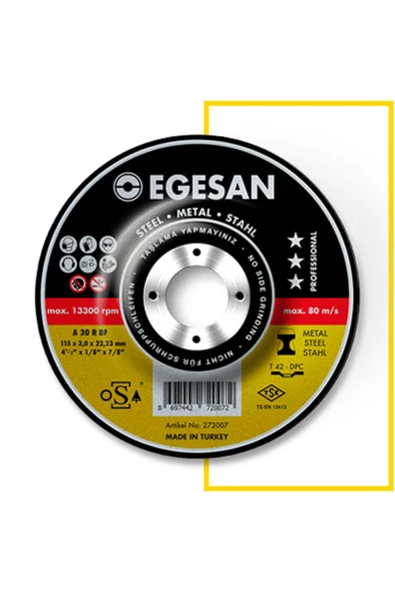 Egesan Metal Kesici Taş Metal Kesme Taşı 180x3,0x22 mm ürün görseli 1