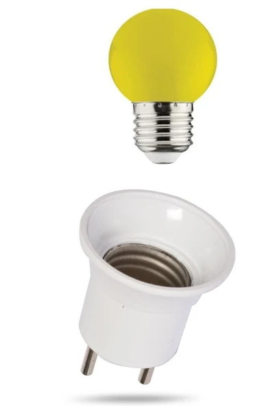 Noas Led Gece Lambası Ampulu Duy Fişli + 1w Enerji Tasarruflu Duylu Renkli Sarı Işık ürün görseli 1