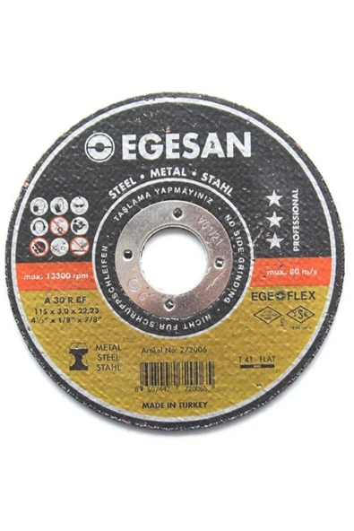 Egesan 180 X 3,0 X 22.23 Mm Metal Kesici Spiral Taş 10 Adet ürün görseli 1