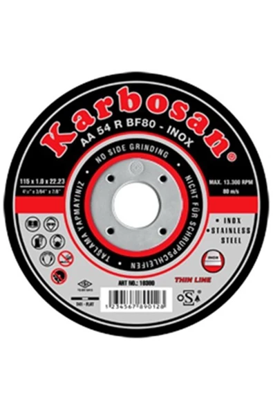 KARBOSAN 10 Adet Krb 115x1.0x22 Mm Inox Kesici Taş ürün görseli 1