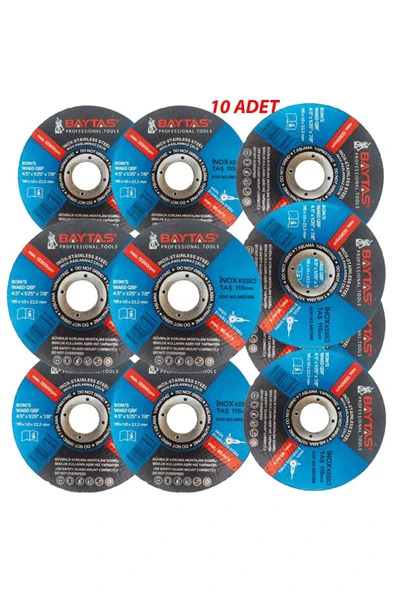 BAYTAŞLAR Baytaş Inox Metal Kesme Disk 10 Adet 115 Mm Kaliteli Kesici  Spiral Taş ürün görseli 1
