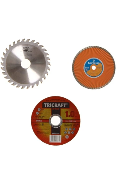 KARBOSAN 3 Lü 115mm Turbo Mermer Fayans, ,ahşap,metal Kesme Disk Seti ürün görseli 1